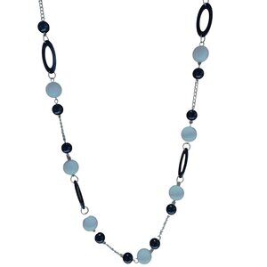 Elegant Black Oval White Beaded Necklace Retro Classic Fashion Jewelry Women